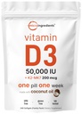 微成份 维生素 D3 50 000 IU + K2 MK-7 200 mcg, 240 Softgels → Virgin Coconut Oil → 2-in-1 Bone, Immune & Heart Supports → 容易吞咽, Non-GMO