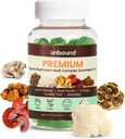 無限的 Premium 有机蘑菇多复合体 支持记忆 5 in 1, Blend with Chaga, Lion's Mane, Reishi, Turkish Tail, Maitake - 60 Gummys,