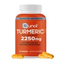 Qunol Turmeric Curcumin 与黑辣椒, 2250mg Turmeric 提取 与 95% Curcuminoids , 超强的 Turmeric 补充, 增强吸收, 联合支持补充, 90 蔬菜 Capsules