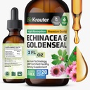 BIO KRAUTER Echinacea和金矿根液体提取 - 天然免疫支持 - Echinacea Drops with Goldenseal - Vegan,酒精和无糖丁酸 - 2 Fl.Oz.