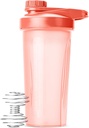 Pen-Shaker Bottle先生 蛋白质混合剂 28 oz 珊瑚粉 带扭击帽和线鞭球 混合剂杯 摇击