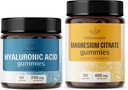 HERBAMAMA Hyaluronic Acid and Magnesium Kit - 250毫克Hyaluronic Acid和400毫克Magnesium Citrate Gummys - Vegan,非GMO,无胶囊 - 2包