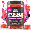KP Creatine Monohydrate Gummys Mixed Berry for Men and Women, 100% Creatine Mixed Berry Gummys, 5g / service + Vegan, 无糖, Mixed Berry + 强力, 能量,肌肉和靴子增益 - 120 计数