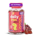 Squiggles Kids Daily Iron+ Gummys - 配有铁,儿童多维塔明,低糖,维干,托德勒·Gummys,Yummy Grape Flavor(100 Counter)的可嚼补充剂.