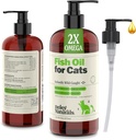 Deley Naturals Wild Caught Fish Oil for Cat with 2X Omega – Cat Fish Oil with High EPA & DHA Potency – Omega 3 for Cats for Shedding, Skin, Coat, Joes, Heart and Immune System – 在美国制造.