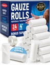 Gauze卷轴 - 24 Pack - 4" x 4.1yd Breathable Rolled Gauze - 个人用 Bonus Tape 包装 - 伤者急救配合伸展包 - 妈妈包装