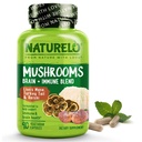 NATURELO 蘑菇 与Lion s Mane, Reishi, Turkey 90 Vegan Friendly Capsules 一起补充大脑和免疫健康