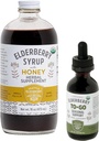 草莓增生(Herbal Supplement Storder Set) — 16oz瓶的"蜂蜜草莓糖浆"(Honey)和2oz瓶的"蜂蜜草莓"(Gederberry to-Go) 季节性支持由美国仅有机成份制作而成.