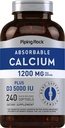 配有维生素D3的Piping Rock Calcium 1200 mg 配有维生素D3 → 240软胶 → 5000 IU 维生素D3 → Absobbable Calcium Supplement → Non-GMO, Gluten Free