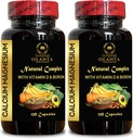 镁钙补充剂 - 肌肉放松,钙 与维生素D,镁,和Manganese, Phosporus Gluten Free, 非转基因生物 - 2瓶240卡普尔