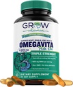 种植维生素OmegaVita鱼油:800毫克EPA 600毫克DHA Omega 3 心脏、脑和免疫支持补充剂,可吸收三强鱼油补充剂-2000毫克