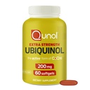 Qunol 200mg Ubiquinol, 强大的抗氧化剂促进心脏和血管健康, 能源生产必需, 天然补充 活性形式 CoQ10, 60 Counter
