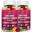 Creatine Monohydrate Gummys - 男子和女子5g, 160 Counter and Creatine Chewable Supplements for Muscle Gain, 肌肉强力, 能量靴, 和肌肉构建器, 无糖, Vegan