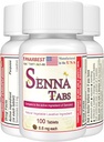 Senna Tablets 100 Ct. 天然蔬菜 Laxative [美国马德] 用于便秘的Laxatives for Colon Cleanser, Detox Cleanse, 成人儿童便秘救济8.6mg, 工具软化剂加法(1瓶)