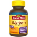 Nature Made Elderberry 400 mg 含有维生素C和锌的提取物,免疫辅助营养补充品,60 Capsules,60天供应