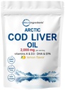 Cod Liver Oil 2,000 mg per service,360 Softgels → Burpless Lemon Flavored – 富于欧米茄3,维生素A & D3,EPA, DHA → 野生捕食北极深海鱼 → 心脏,大脑,和Imune 补充品