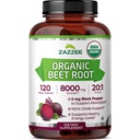 Zazzzee USDA 有机甜菜根 8000 mg 强度 20:1 提取,120 Vegan 快速释放 Capsules, 强化吸收的黑胡椒提取,支持硝基氧化物生产,非GMO,美国制造