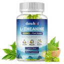 L-Theanine Gummys 400mg, " 成人和孩子的可嚼性戏剧补编 " 4+, " 自然压力救济 " , " zZ " 和 " 焦点补编 " , " Vegan " , " 低糖 " , " 不醉 " , " Lemon Flavor " , " 60 Chewables "