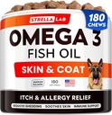 StrellaLab Omega 3 for Dogs - (180Ct) 鱼油处理 - 过敏和伊奇救济皮肤和煤油补充剂 - 干痒皮肤,抗谢丁和热点处理 - 宠物沙门油嚼 - 烟熏沙门火焰
