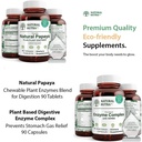 Natural Nutra Papaya Chewable Planet Enzyms Blend for Digestion 90 Chewable Vegan 板块和植物基消化酶复合物与草本90 Vegan Capsules 用于消化,预防胃.