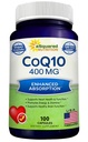 aSquared Endoxidant CoQ10(400mg Max Striight,100 Veggie Capsules) - 高吸收性Coenzyme Q10 Powder - Ubiquinone 补充药丸,Extra Andoxidant CO Q-10 Enzyme 维生素片,Coq 10 400 mg
