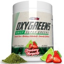 EHP Labs OxyGreens Super Greens Powder - Spirulina & Chlorella Superfood, Green Juice Powder & Greens 配有预生纤维,抗氧化剂和豁免支持的辅助产品,30 Services (Strawb. 玛格丽塔)