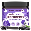 Llama Naturals Melderberry Gummys for addors, Vegan, 有机免疫辅助剂,配有维生素C和锌, Real Fruit Gummy Vitamins for Exception, Chewable, no add Sugar Cane,90 Ct