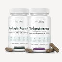 Fadogia Agrestis 600mg + Turkesterone 500mg Bundle (2X More Pure - 20% Std 提取) (3X 与 BioPerine 和 Hydroxypropyl-Beta-Cyclodexrin 的吸收) 支持健康的肌肉恢复, Stamina - Vegan