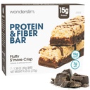 Wonderslim 高纤维蛋白棒,Fluffy S'more Crisp → 15g 蛋白质, 8g Fiber → 低糖, 低碳 → 健康浸润 → 满足, 支持能量和上行便利, 7 Pack