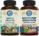 Mens Daily Multivitamins & 高级联合支援包(每个瓶子一个). 集体支持整体健康,促进能源,联合健康. 美国制造。