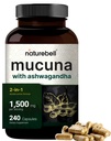 Mucuna Pruriens Capsules, 三重力 1500 mg 一人服役, 2 in 1 公式, 由 Mucuna 和 Ashwagandha 制造, 240 Capsules, Potent种子提取, 积极摩擦, 放松和恢复支持
