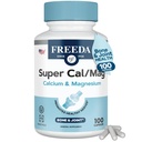 Freeda Super Cal/Mag – Kosher Vegan Bone 健康补编 – 支持 Bone 力量,Nerve 函数和肌肉放松 – 蔬菜钙 镁 胶囊 – 第三方测试 – (100 Capsules)