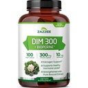 Zazzzee DIM 300 mg per Capsule, 100 Counter, plus 10 mg BioPerine, 雌激素平衡,激素Acne, 更年期支持, 激素平衡, Diindolylmethan, Vegan, 全自然,非GMO, 在美国制造