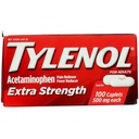 Tylenool Extrastruction Caplets 配有500毫克乙酰氨基苯、Pain Reliver 和 Fever 降温剂,100厘米