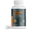 布朗森维生素K2 D3(MK7) 补充非GMO 配方维生素D3 5000IU(125 mcg) & 90 mcg K2 MK-7,易吞D&K Complex,120 片