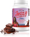 女子Jazzy Vegan蛋白粉(907 gm) 巧克力蛋白粉,乳糖和Gluten 自由蛋白混合剂,植物基,能源靴营养(28种服务) 用斯捷维亚甜化