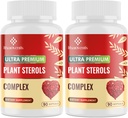 胆固醇补充剂,包括植物施特罗尔、尼亚辛、红酵母稻、Bergamot、Omega-3 & Garlic - 强化吸收公式 - 180软胶