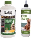 LIQUIDHEAALTH 宠物 K9 完成 8-in-1 所有狗和小狗的多维他命 & K9 耳朵洗涤解决方案 - 宠物健康补充包 联合和免疫支持,狗耳清洁处理 - 美国制造