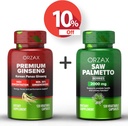 ORZAX Ginseng, 30% Ginsenosides 120 Vegable Capsules和Saw Palmetto 2000毫克 120 蔬菜 Capsules, Bundle