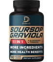 Soursop Graviola Capsules - 3个月供应 - 9450mg per service - 11 Herbs老年莓,Turmeric Crucumin, 姜根, 牛奶酸盐 - Mood, Mind, 身体和免疫支持 - 90 Vegan Capsules