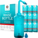 Medi Grade Sinus Rinse瓶,500毫升,装有30个Sinus Rinse包 - 完整的鼻水灌溉系统 - Neti Pot Nose清洁器 - 家用或旅行用鼻水洗碗 - 2个鼻水洗碗和存储袋
