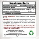配有COQ10和Niacin500毫克的红酵母大米