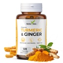 Turmeric and Ginger Capsules | Turmeric Curcumin with Ginger (120 Capsules) 500 mg | Best Turmeric with Ginger Supplement | 3 党的实验室测试
