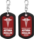 mnmoom 2pcs Asthma Inhaler 在Tag-Red内 医疗警报Zipper 拉 Bag Tag