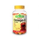 芝麻街 Omega 3 Gummys for Kids, 50 mg of Omega-3 per Gummy, 4个月供应,无鱼余味,壳鱼免费补充,脑和眼支持,120 Gummys