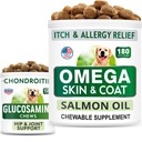 BARK&SPARK Glucosamine Dog treats + Omega 3 for Dogs Bundle - Hip 支持和联合减痛补充剂 + Fish Oil Chews for Shedding, Skin Alfergy, Itch Relief, Skin and Coat 补充剂