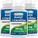 最佳乙酰L-卡尼丁(ALCAR)500mg,120Capsules,120Services - 非GMO和Gluten Free,每架1Capsule(3包)