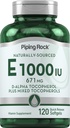 配有D-Alpha和混合托科弗罗尔的Pipping Rock Vitamin E 1000 IU Softgels → 120 Counter → 配有 D-Alpha和混合托科弗罗尔 → Gluten Free, Non-GMO 补编