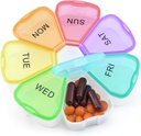 Quacc Cute Weekly Pill 组织者 旅行 7日可携带 圆花药盒 包装药盒 大型维生素鱼油药丸的 Medcine 持有者 存储 - 彩虹