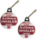 Asthma Inhaler Inside Bag Tag 医疗警报 齐珀拉2pcs